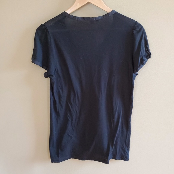 Anthro Black front tie blouse sz L - Picture 8 of 9